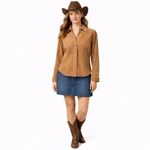 Coldwater Creek Women's Y2K Leather Suede Jacket Snap Front Western Small